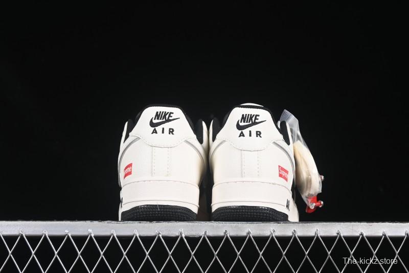 Nike Air Force 1 '07 Low Supreme Collaboration Beige Black Spliced Casual Sneakers with Strap - HH7518-056