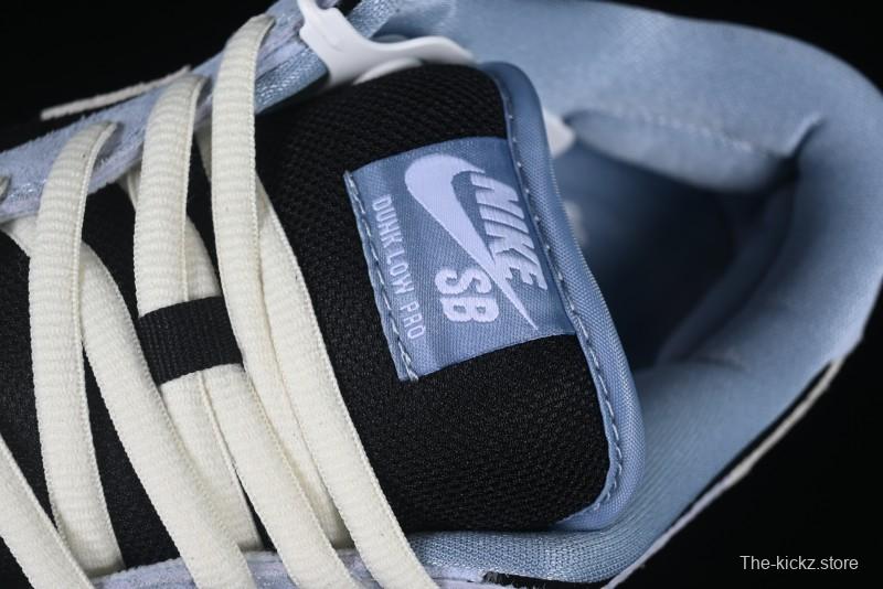Nike SB Dunk Low Aluminum Skateboarding Shoes with Black Blue White Swoosh - HF3063-400