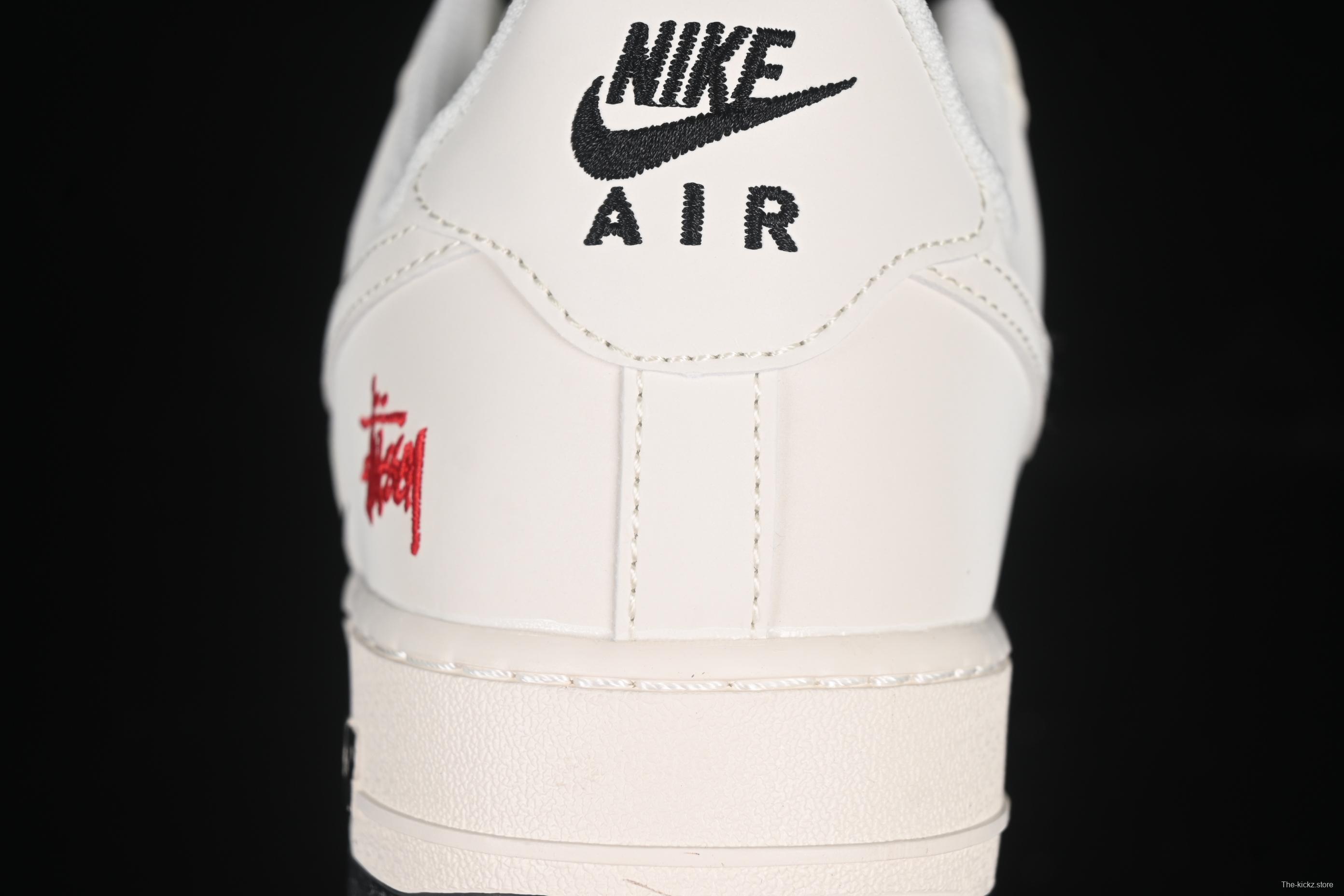 Nike Air Force 1 '07 Low Stussy Collaboration Black Dual-Print Casual Sneakers - HH7518-076