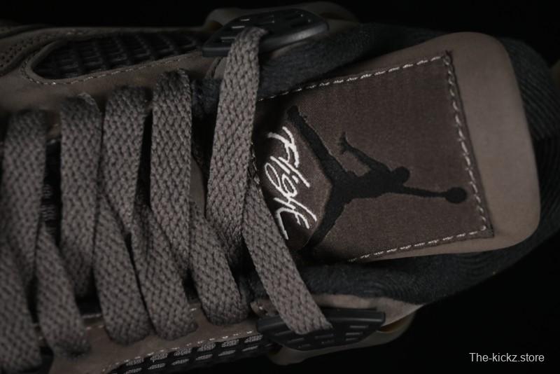 Nike Air Jordan 4 Retro Sneakers in Cave Stone Brown with Black Mesh and TPU Details - FV5029-200