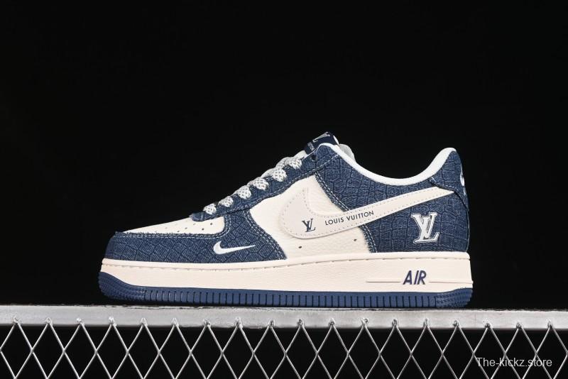 Nike Air Force 1'07 Low LV Collaboration Dark Blue Checkerboard Casual Sneakers - XS1958-551