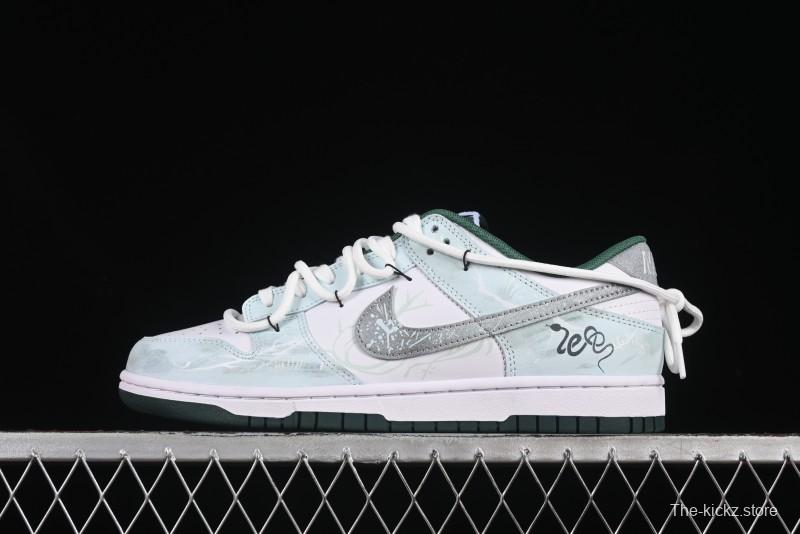 Nike Dunk Low Blue Porcelain Snake Bone Low-Top Casual Sneakers - DD1391-101