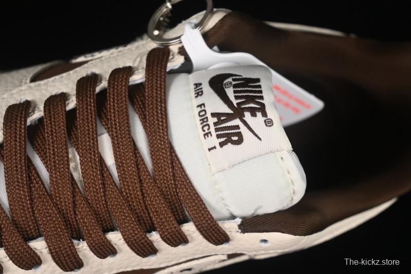 Nike Air Force 1 '07 Low BAPE Collaboration Beige Brown Graffiti Swoosh Casual Sneakers - DF0188-061