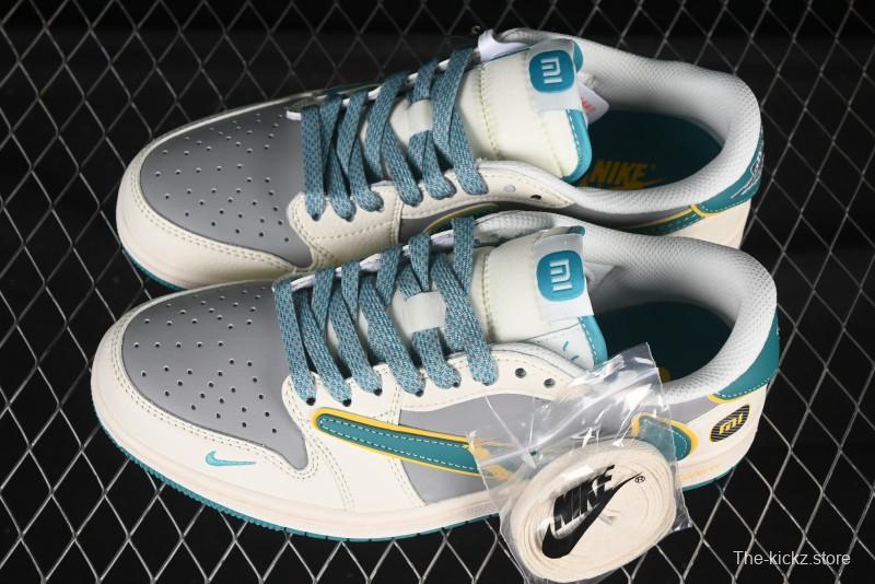 Nike Travis Scott x Fragment Design x Air Jordan 1 Low OG SP AJ1 Collaboration Sneakers in Gulf Blue - XX3168-163