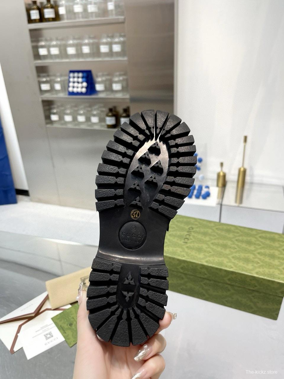 2024 Women Gucci Burgundy Leather Loafers MJ00320