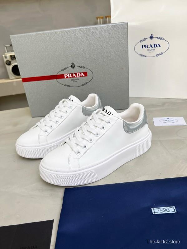 2024 Unisex Prada White Silver Leather Sneakers MJ00310