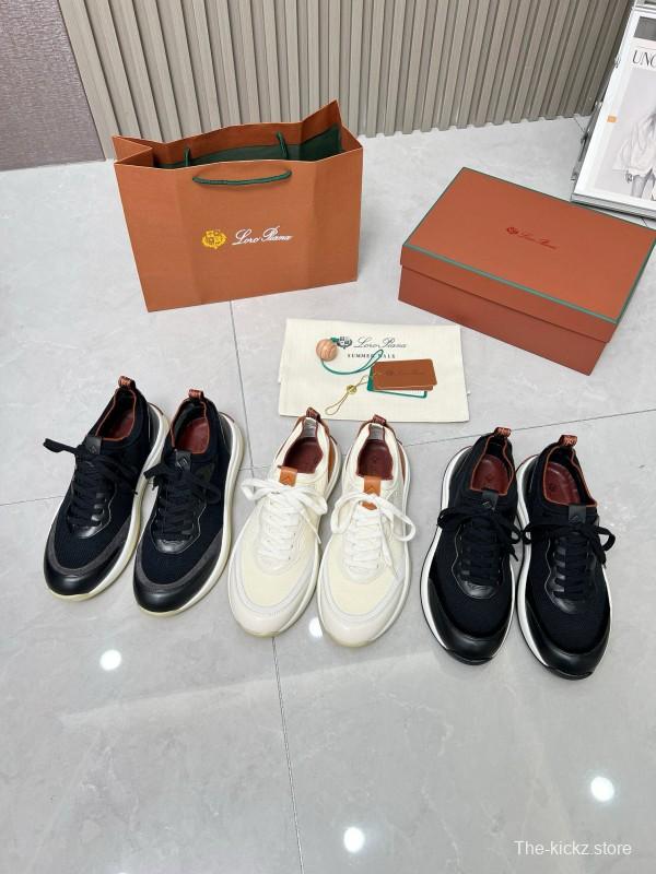 2024 Men Le Parmentier Black Leather Mesh Casual Sneakers