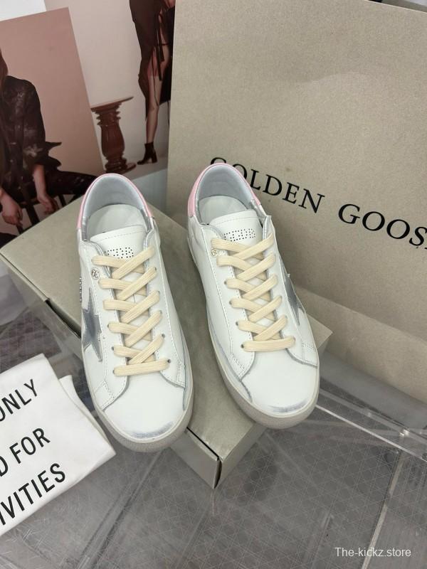 2025 Women GGDB White Pink Cowhide Leather Sneakers