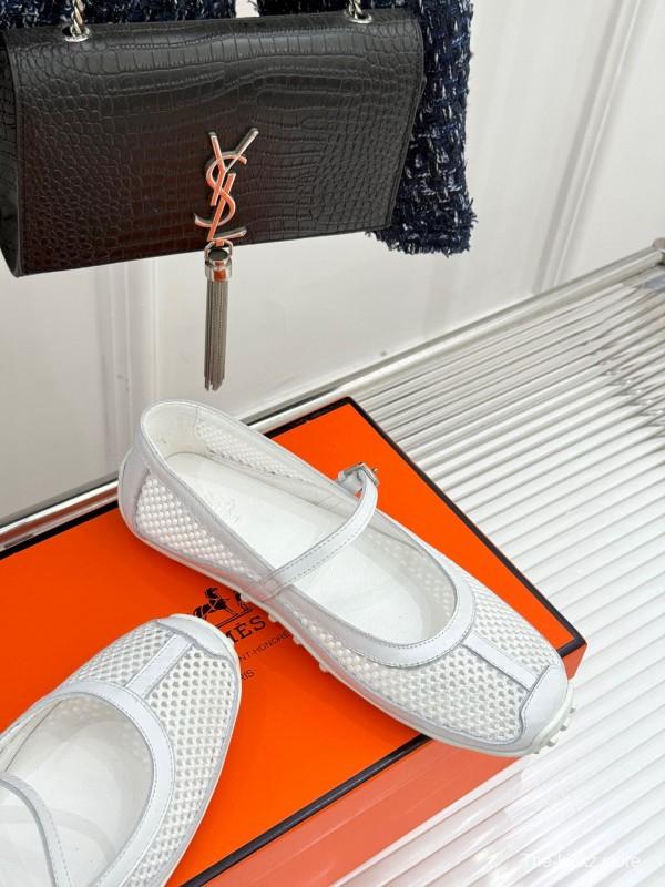 2025 Women Hermès White Mesh Mary Jane