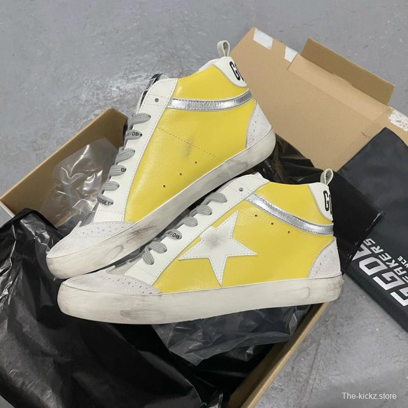 2024 Unisex GGDB Yellow White Leather Suede High Top Sneakers MJ00300