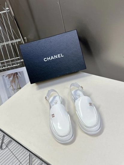2025 Women Chanel White Leather Loafers