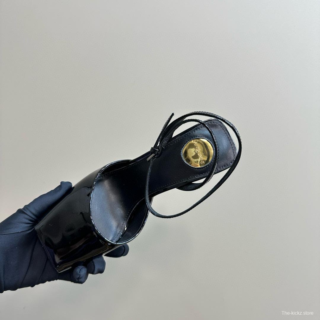 2025 Women Yves Saint Laurent Black Patent Leather Slingback Pumps MJ00280