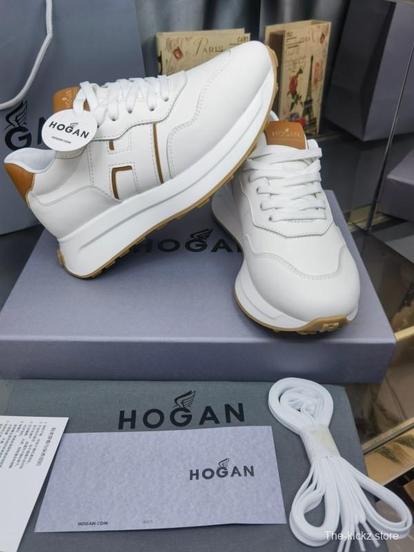 2025 Women HOGAN White Beige Leather Sneakers LY00360(F)