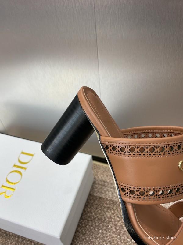 2025 Women Dior Brown Leather Sandals
