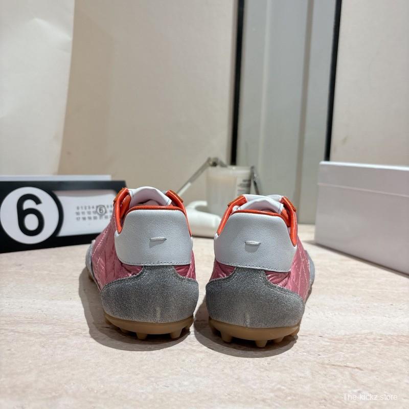 2025 Unisex Maison Margiela Pink Orange Nylon Suede Leather Sneakers Vintage Effect