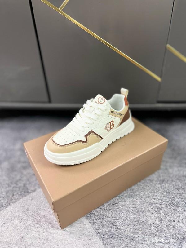 2024 Women Burberry White Beige Leather Sneakers MJ00251