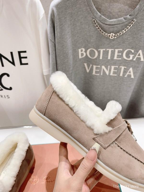 2024 Unisex LP Beige Suede Shearling Loafers MJ00300