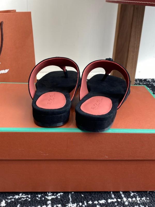 2025 Women LP Black Suede Slippers KFY00280