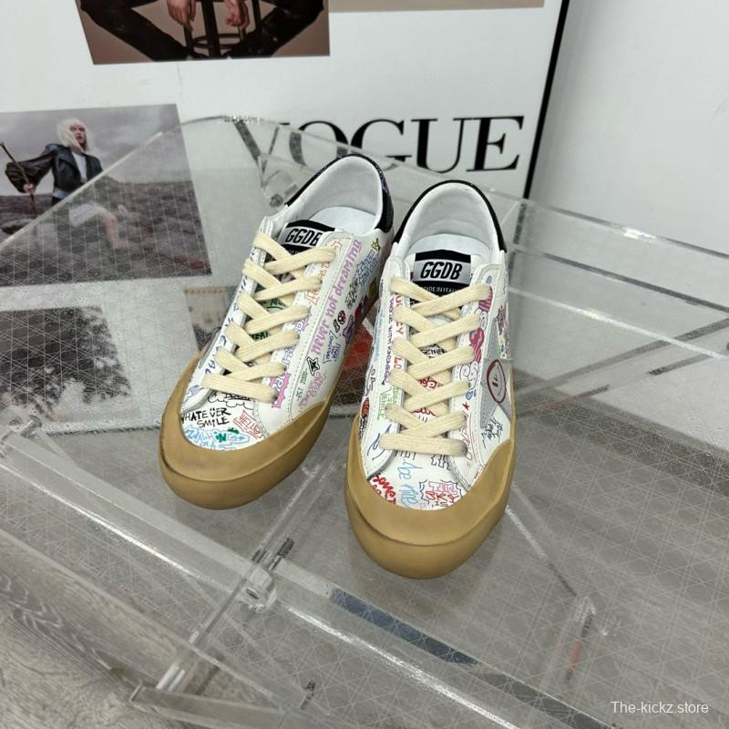 2025 Women GGDB White Multi Leather Sneakers