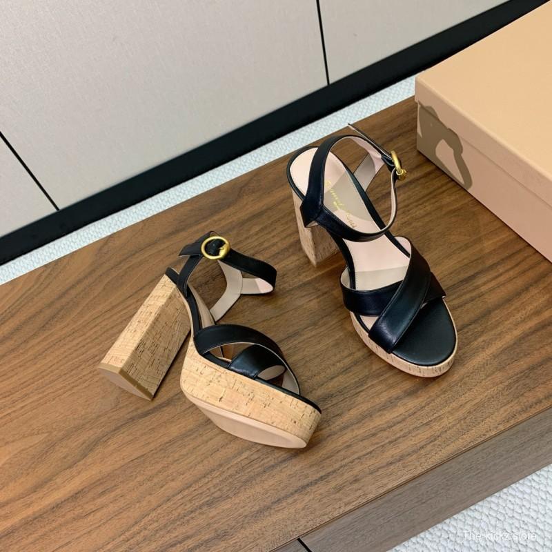 2025 Women Gianvito Rossi Black Leather Sandal