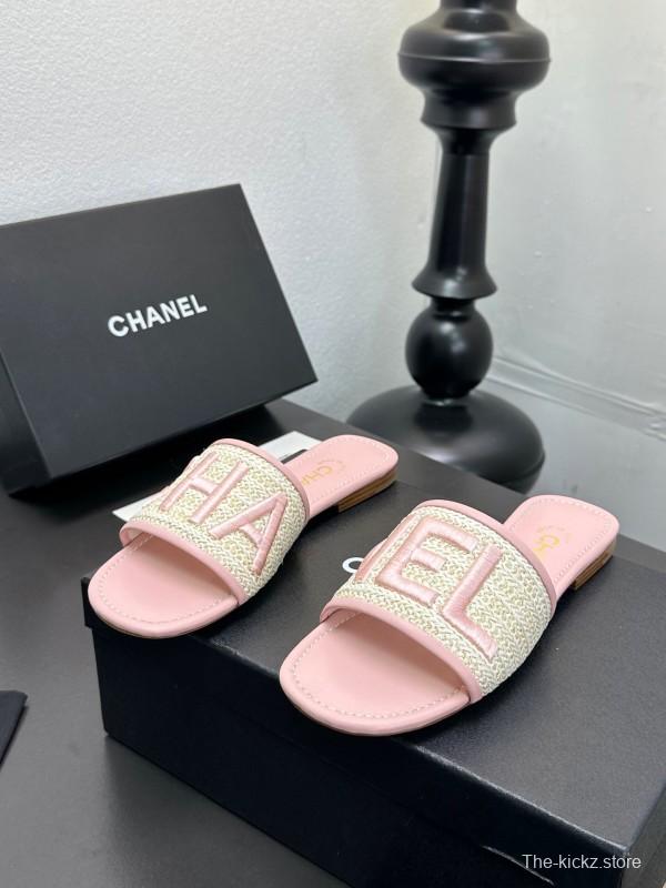 2025 Slippers CHANEL Pink Tweed Slippers