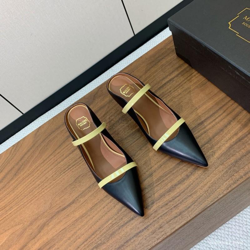 2025 Women Malone Souliers Black Yellow Leather Pumps