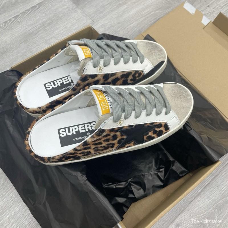 2025 GGDB White Black Leopard Print Suede Leather Slip-On Sneakers