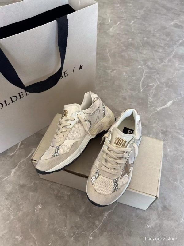2024 Women GGDB Beige White Suede Mesh Sneakers