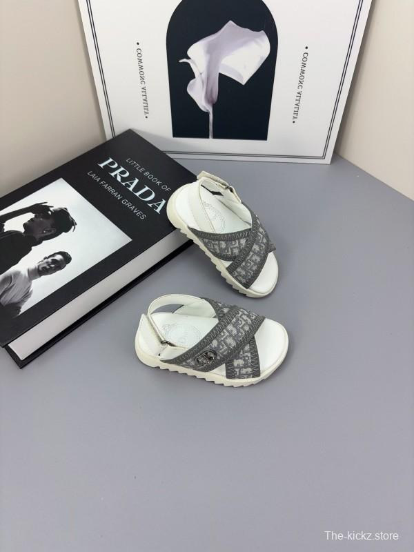 2025 Kids Dior Black White Fabric Sandals