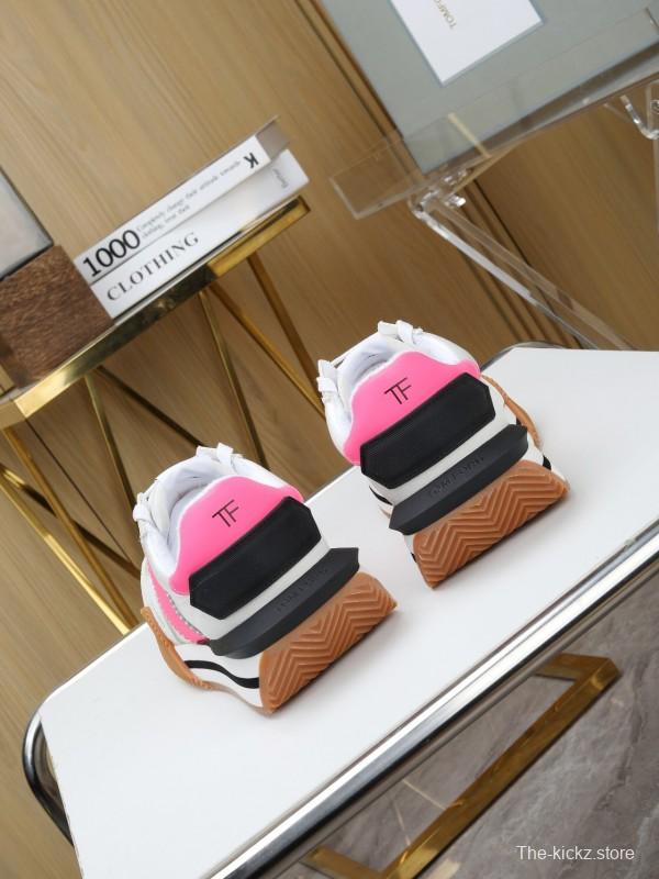 2025 Unisex TOM FORD White Pink Black Leather Suede Sneakers LY00360(F)/LY00370(M)