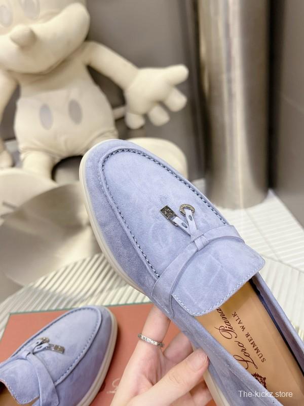 2024 Unisex Le Parmentier Light Blue Suede Loafers MJ00270