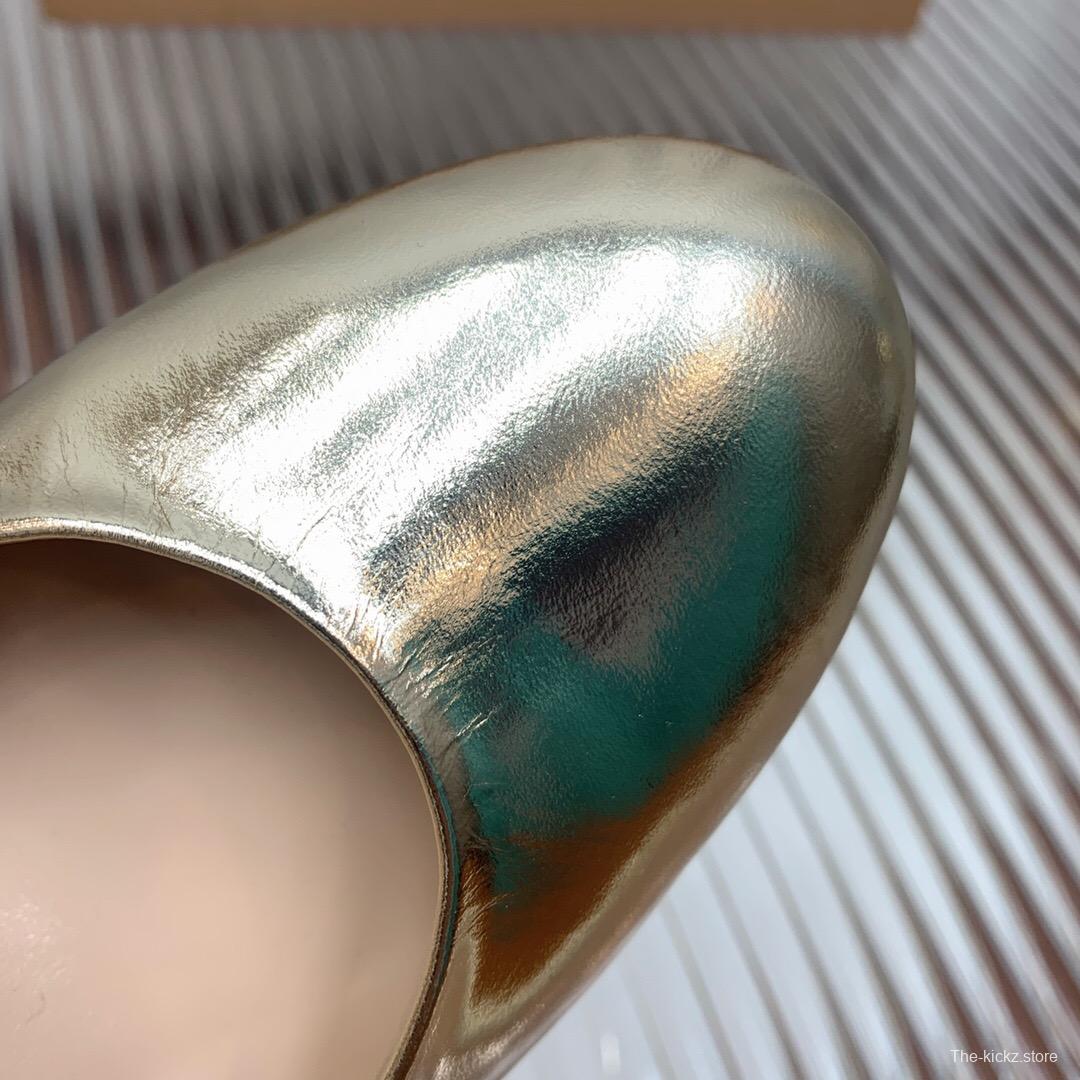 2025 Women Gianvito Rossi Gold Patent Leather Platform Sandals