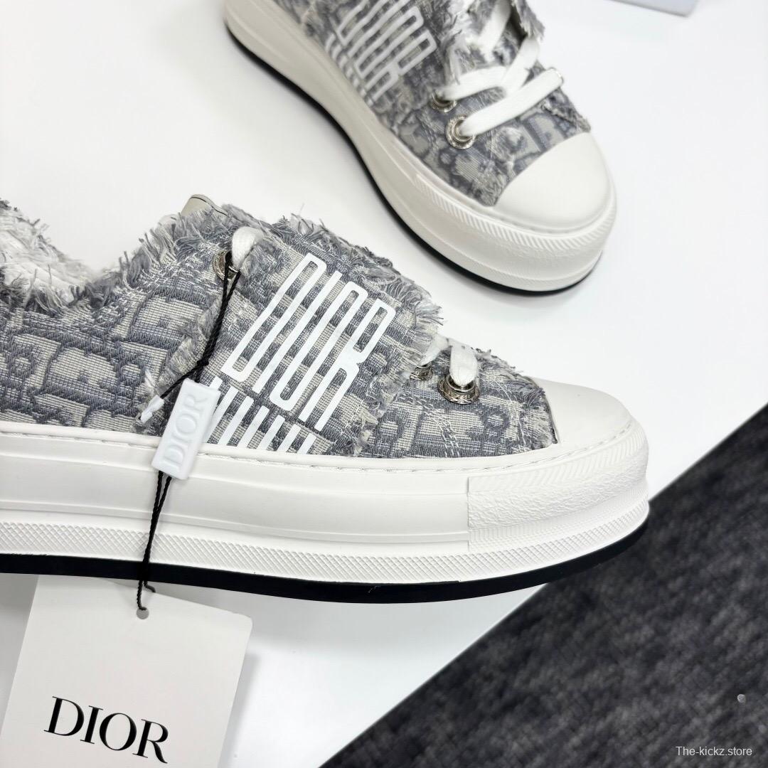 2025 Women Dior Grey Canvas Fur Sneaker LY00300