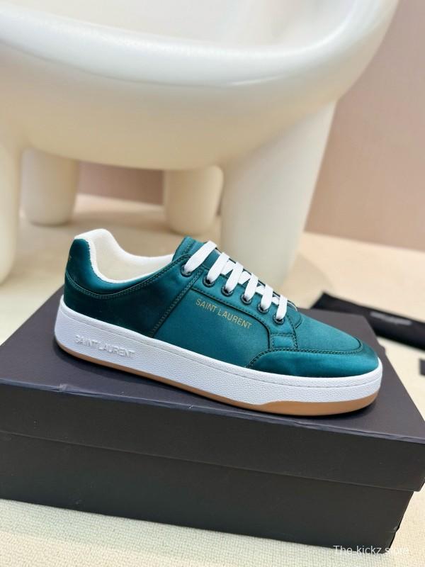 2024 Unisex Yves Saint Laurent Green Satin Casual Sneakers