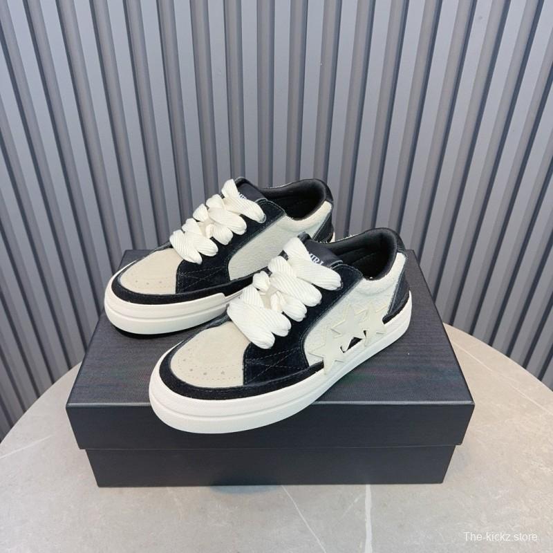 2024 Unisex Amiri Black White Leather Sneakers MJ00300
