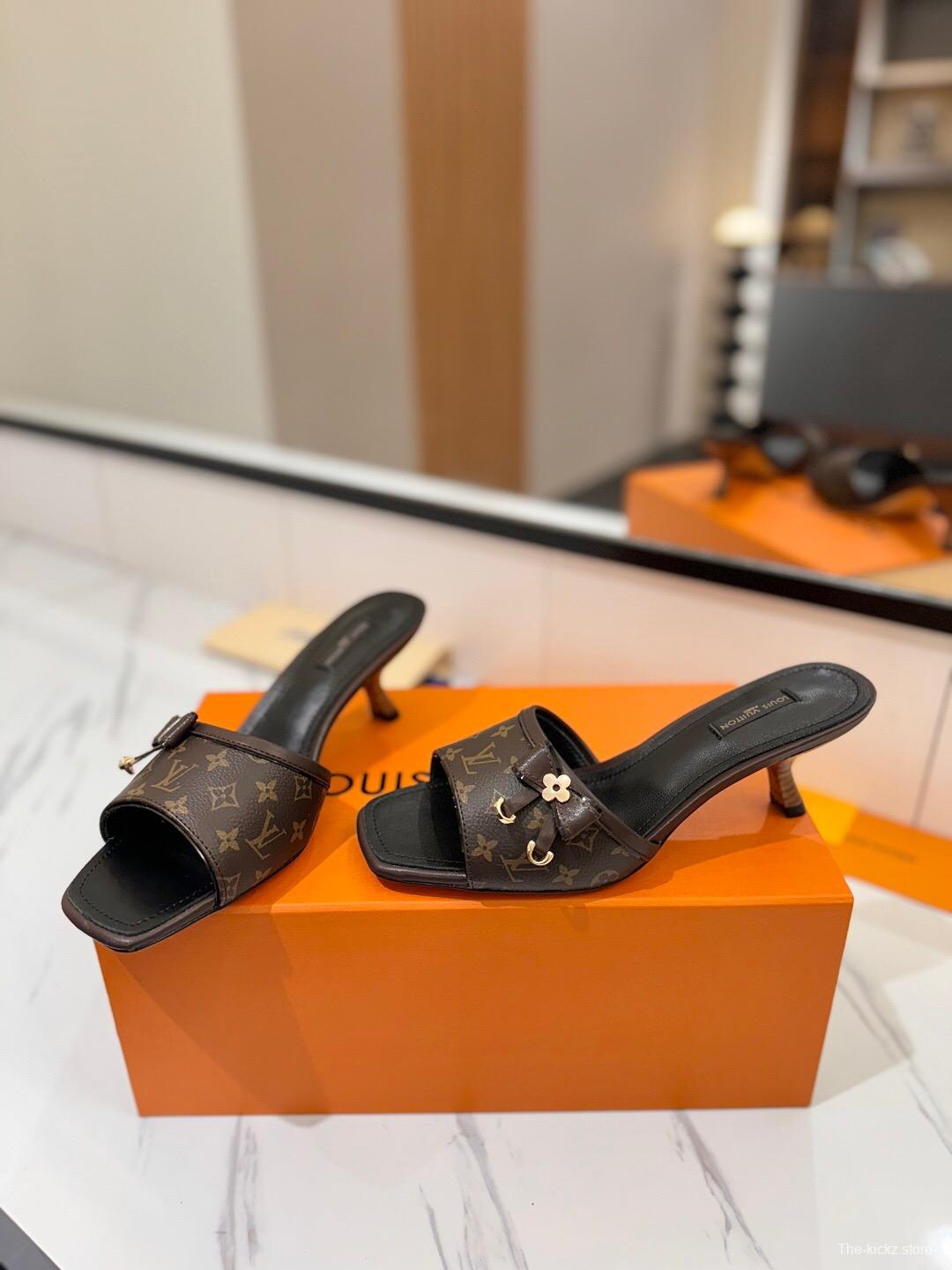 2025 Women Louis Vuitton Brown Leather Sandals KFY00310