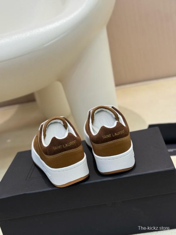 2024 Unisex Yves Saint Laurent Brown Canvas Leather Casual Sneakers
