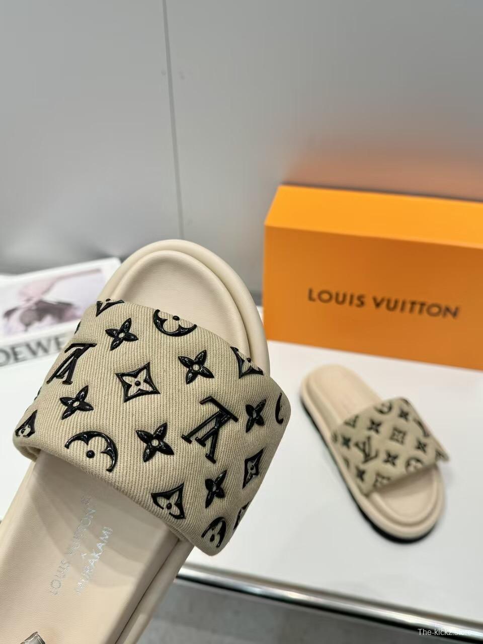 2025 Slippers Louis Vuitton Beige Fabric Slippers