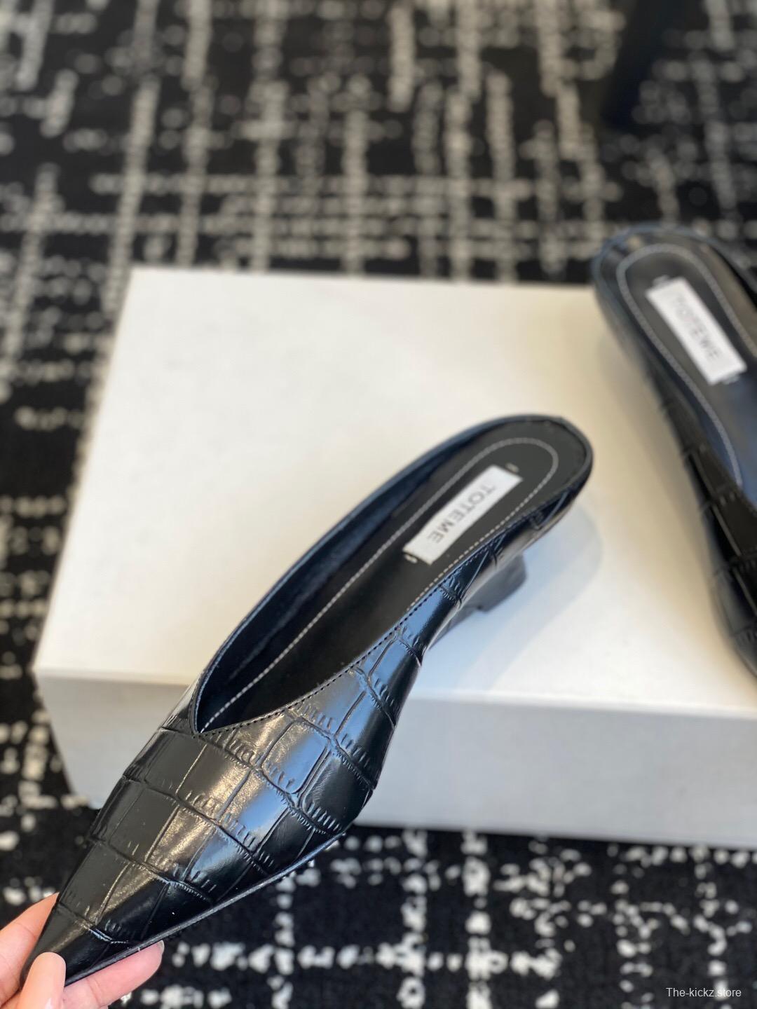 2025 Women Toteme Black Leather Mules