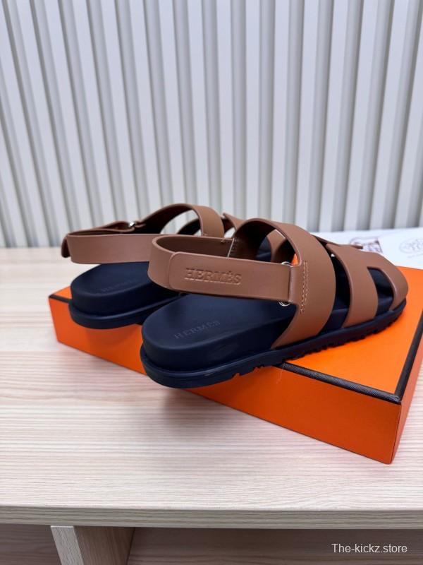2025 Women Hermès Brown Leather Sandals