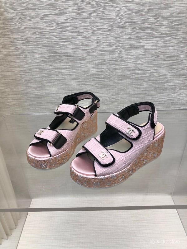2025 Women Chanel Pink Leather Sandals LY00330