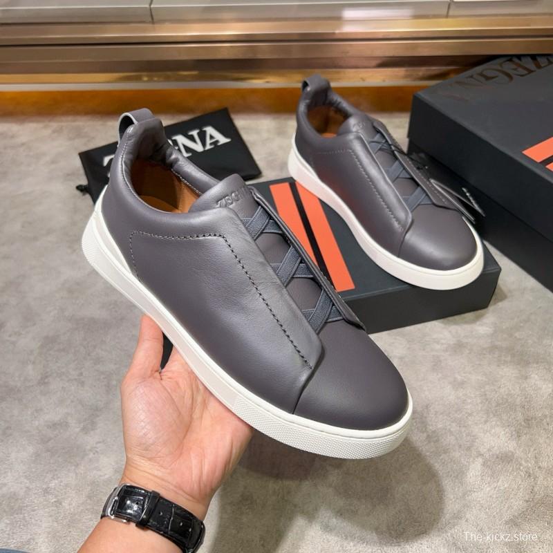 2024 Men Ermenegildo Zegna Gray Calfskin Casual Sneakers MJ00280