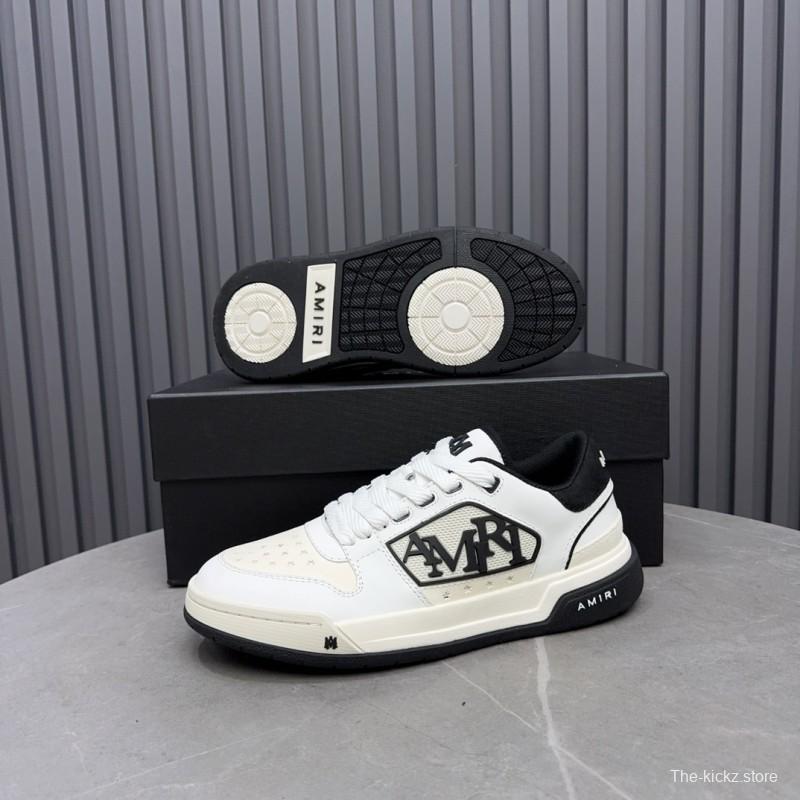 2025 Unisex Amiri White Black Leather Sneakers MJ00360