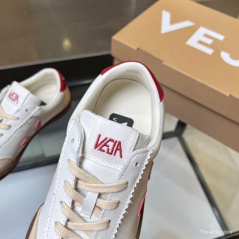 2025 Women VEJA White Red Suede Leather Low Top Sneakers