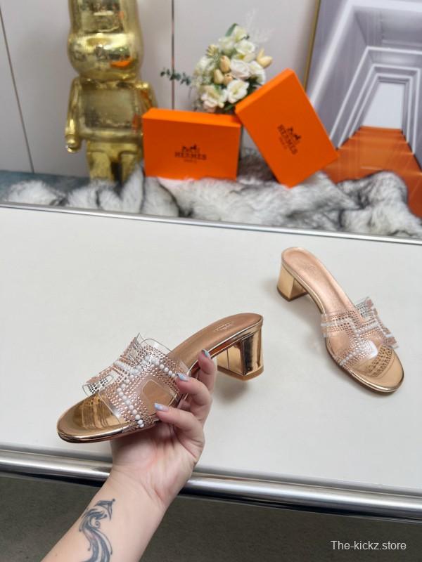 2025 Hermès Beige Leather Slippers MJ00180