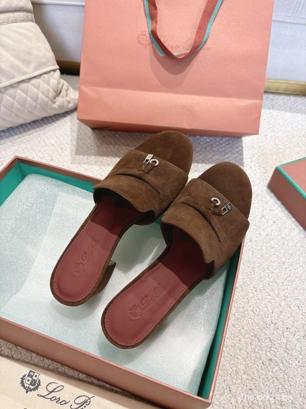 2025 Women LP Brown Suede Mules