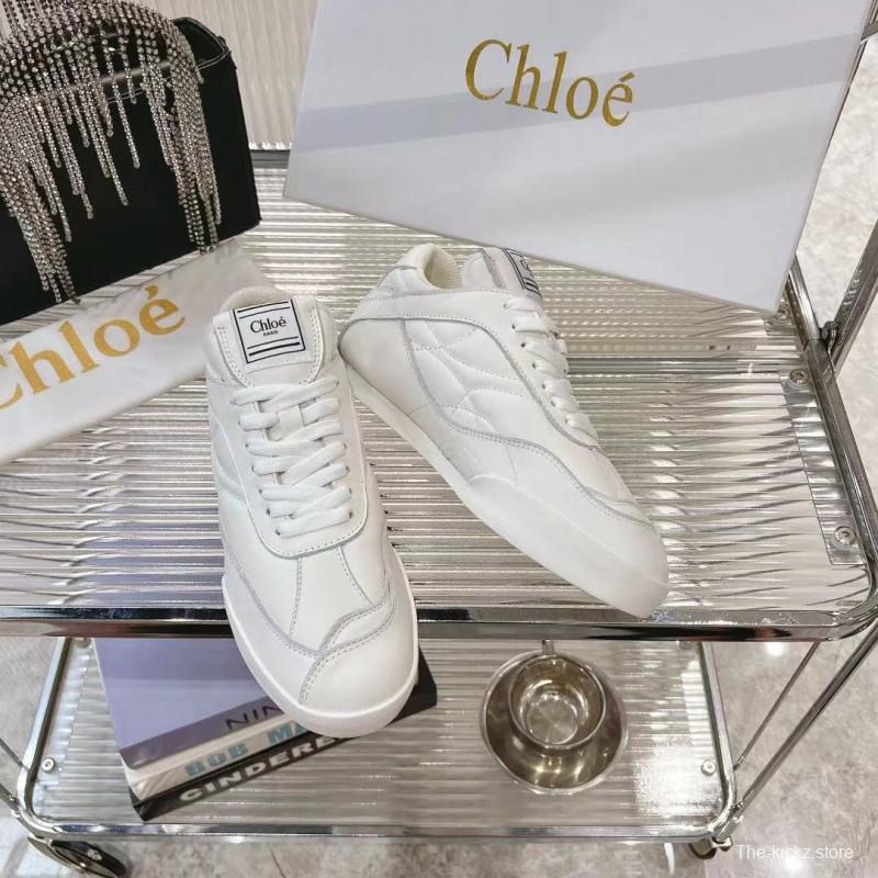 2025 Women Chloé White Leather Sneakers LY00300