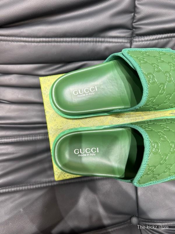 2024 Slippers Gucci Green Leather Slippers MJ00200