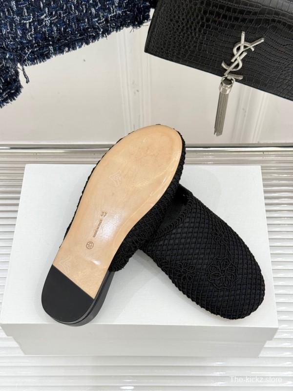 2025 Slippers Unisex The Row Black Mesh LY00360