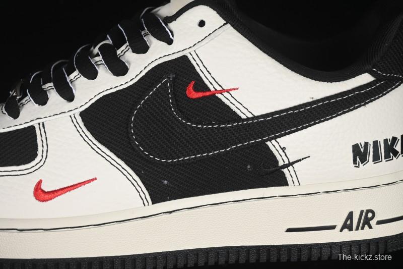 Nike Air Force 1'07 Low Black White Triple Swoosh Casual Sneakers - SC9207-537